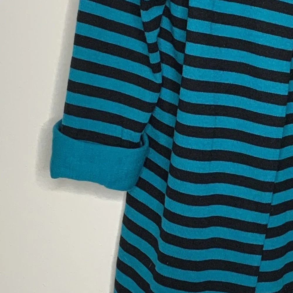 Stuart Alan Petites Sweater Dress Womans 12 Teal Black Stripe No Sleeve w/Jacket - Picture 5 of 16